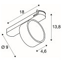 SLV 3-phase spot KALU 2.0 cylindrical, suitable for VDU workstation IP20, white, lacquered dimmable