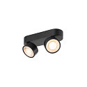 wall and ceiling luminaire KALU 2.0 2 flames, suitable for VDU workstation IP20, black, lacquered dimmable