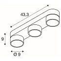 SLV wall and ceiling luminaire KALU 2.0 3 flames, suitable for VDU workstation IP20, white, lacquered dimmable