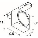 3-phase spot  EURO CUBE 2 M square, swivelling, suitable for VDU workstation IP20, black, white dimmable