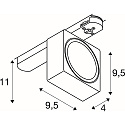 SLV 3-phase spot  EURO CUBE 2 M square, swivelling, suitable for VDU workstation IP20, black, white dimmable
