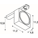 3-phase spot  EURO CUBE 2 L square, swivelling, suitable for VDU workstation IP20, black, white dimmable