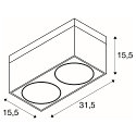 SLV Ceiling spot KARDAMOD SURFACE SQUARE ES111 Double, square, 2x GU10, white