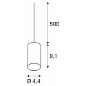 SLV Pendant luminaire FITU PD, E27, length 9.1cm, Pendel 500cm, with open cable end, black
