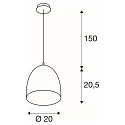 SLV Pendant luminaire PARA CONE 20, round, E27, 230V, copper brushed
