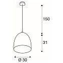 SLV Pendant luminaire PARA CONE 30, round, E27, max. 60W, copper brushed