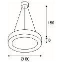 SLV LED Pendant luminaire MEDO RING 60 LED, 35W, 105�, 3000K, white