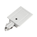 Feed-In for 1-Phase High Voltage track,integrated version, protective conductor left, white