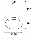 SLV Pendant luminaire FORCHINI M E27 40W for 1-Phase track, black / gold