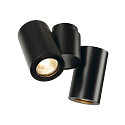 SLV Wall-/Ceiling spot ENOLA B SPOT DOUBLE, 2-heads, 2x GU10 QPAR51,  rotatable, swivelling, aluminium, black