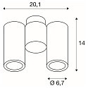 SLV Wall-/Ceiling spot ENOLA B SPOT DOUBLE, 2-heads, 2x GU10 QPAR51,  rotatable, swivelling, aluminium, black