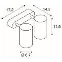 Wall-/Ceiling spot  ENOLA B DOUBLE SPOT, 2-heads, 2x GU10 QPAR51,  rotatable, swivelling, aluminium, black