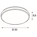 SLV LED Ceiling luminaire MARONA with corona-effects, round,  Ø 30cm / H 8.6cm, 15W 3000K 1200lm 120°, dimmable, alu brushed