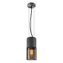 Pendant luminaire LISENNE, E27, smoke glass
