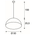 SLV Pendant luminaire  FORCHINI M PD-1 50 cm, black / gold