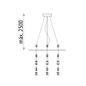 ACB Suspension set for ceiling luminaire LISBOA � 40cm, On-Off / TRIAC dimmable, 250cm, white