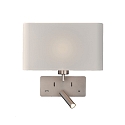 wall luminaire ROMEO 16/3971 with switch, with USB connection, adjustable E27 IP20, nickel matt