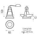 ACB Recessed luminaire EINAR 3558/8 with collar cover, GU10 max. 10W (LED), black matt / gold