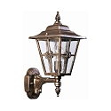 Outdoor Wall luminaire Country style Type No. 1804, standing with wall bracket, IP23, E27, cast alu, glass, brown brass