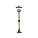 Path light Country style Cross brace Type No. 4136, height 134.5cm, IP23, E27, cast alu / cathedral glass clear, brown brass
