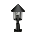 Pedestal luminaire Country style Conical roof modern Type No. 0539, 48cm, IP44, E27 QA55 max. 57W, cast alu clear, black matt