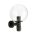 Outdoor Wall luminaire Type No. 0639 with motion sensor (Type No. 0641), glass ball � 25cm, E27, black matt / crystal glass