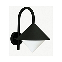 Outdoor Wall luminaire Type No. 0645 with bow arm, IP44, E27 QA55 max. 57W, cast alu / opal glass, black matt