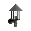 Outdoor Wall luminaire Country style Conical roof modern Type No. 1824 with motion sensor, cast alu, glass clear, black matt