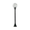 Path light Type No. 2003, E27, height 120cm / ball-� 25cm, E27 QA55 max. 57W, cast alu / bubble glass clear, black matt