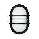Outdoor Wall and Ceiling luminaire Type No. 6046, oval with cross braces, IP44, E27 QA55 max. 57W, cast alu, black matt