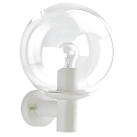 Outdoor Wall luminaire Type No. 0639, with glass ball � 25cm, E27, white / clear glass