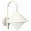 Outdoor Wall luminaire Type No. 0645 with bow arm, IP44, E27 QA55 max. 57W, cast alu / opal glass, white