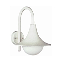 Outdoor Wall luminaire Type No. 0669, with bow arm, IP44, E27 QA55 max. 57W, cast alu / opal glass, white