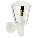 Outdoor Wall luminaire Type No. 1854, with motion detector (Type No. 1855), IP54 IK08, E27 QA55  57W, aluminum / clear, white