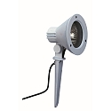 Ground spike spot Type No. 2156, IP54, E27 PAR30 max. 75W, rotatable and swiveling, cast alu / safety glass, white