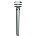 Bollard light Type No. 2256, with 3 Pagoda roofs, height 90cm, IP44, E27 QA55 max. 57W, stainless steel / opal glass