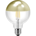 LED Lamp Globe G125, 7W, E27, 645lm, 2700K, glass clear with golden mirror head
