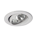 Recessed HV spot, IP20, � 8.2cm, 230V AC, GU10 max. 50W, quick assembly without tools, swivelling, steel, inox steel, white