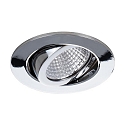 Recessed LED spot, IP20, round, � 8.2cm, Plug&Play 350mA, 7W 2700K 740lm 38�, swivelling 30�, chrome