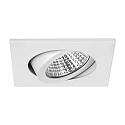 Recessed LED spot, IP20, square, 8.2 x 8.2cm, Plug&Play 350mA, 7W 2700K 740lm 38�, swivelling 30�, white