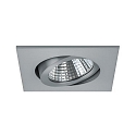 Recessed LED spot, IP20, square, 8.2 x 8.2cm, Plug&Play 350mA, 7W 2700K 740lm 38�, swivelling 30�, matt alu