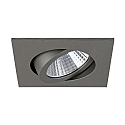 Recessed LED spot, IP20, square, 8.2 x 8.2cm, Plug&Play 350mA, 7W 2700K 740lm 38�, swivelling 30�, matt titanium