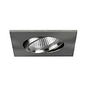 Recessed LED spot INDIWO68, IP20, cover square, 8 x 8cm, Plug&Play 350mA, 5.5W 3000K 550lm 36�, swivelling 15�, matt nickel
