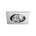 Recessed LED spot, IP20, square, 8.2 x 8.2cm, Plug&Play 350mA, 7W 3000K 740lm 38�, swivelling 30�, chrome