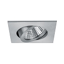 Recessed LED spot, IP20, square, 8.2 x 8.2cm, Plug&Play 350mA, 7W 3000K 740lm 38�, swivelling 30�, matt alu