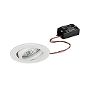 Recessed LED spot, IP20, round, 230V AC, 6W 3000K 640lm 38�, swivelling 20�, white