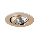 Brumberg Recessed LED spot, IP20, round, 230V AC, 6W 3000K 640lm 38�, swivelling 20�, matt champaign