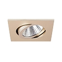 Brumberg Recessed LED spot, IP20, square, 230V AC, 6W 3000K 640lm 38�, swivelling 20�, matt champaign