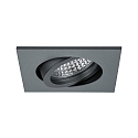 Brumberg Recessed LED spot, IP20, square, 230V AC, 6W 3000K 640lm 38�, swivelling 20�, matt titanium