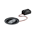 Recessed LED spot set incl. converter, IP20, round, 230V AC, 6W 3000K 640lm 38�, swivelling 25�, black